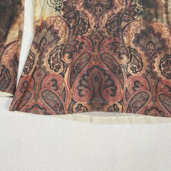 Kiara Paisley Print Embroidered Rhinestone Fairy Grunge Acid Wash Blouse - Picture 4 of 9